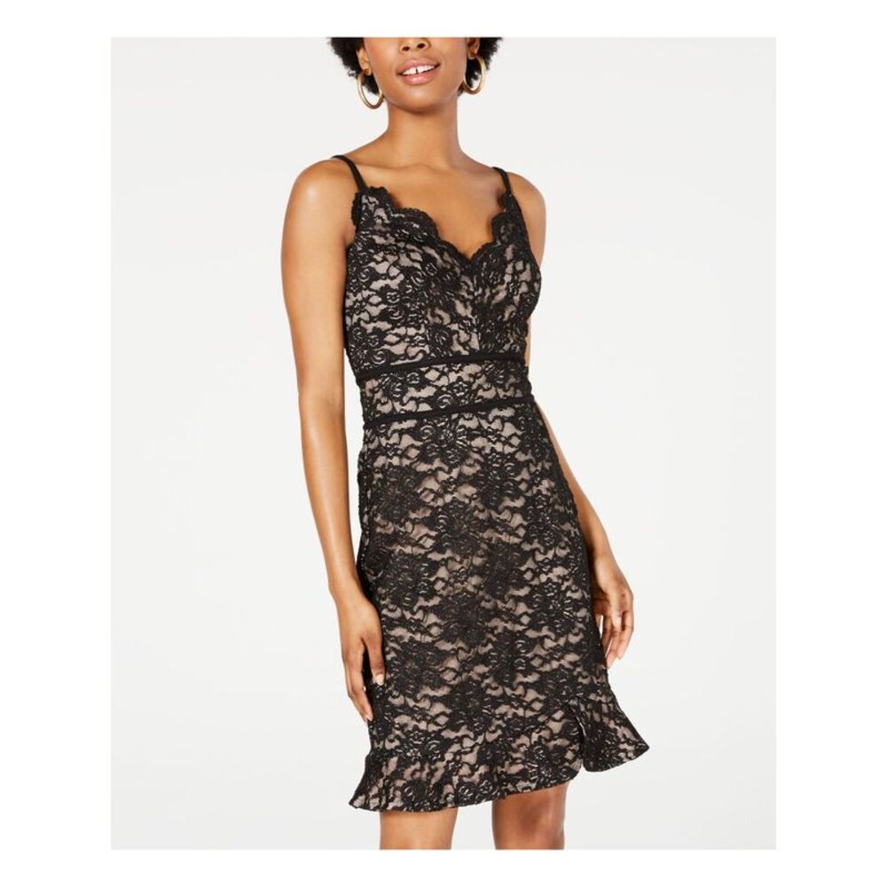 MORGAN & CO Womens Sheath Knee Length Dress Black Sleeveless Cocktail Juniors 1